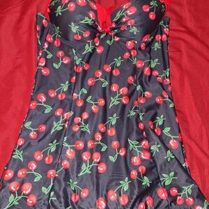 Black Cherry Print Women’s Swimdress